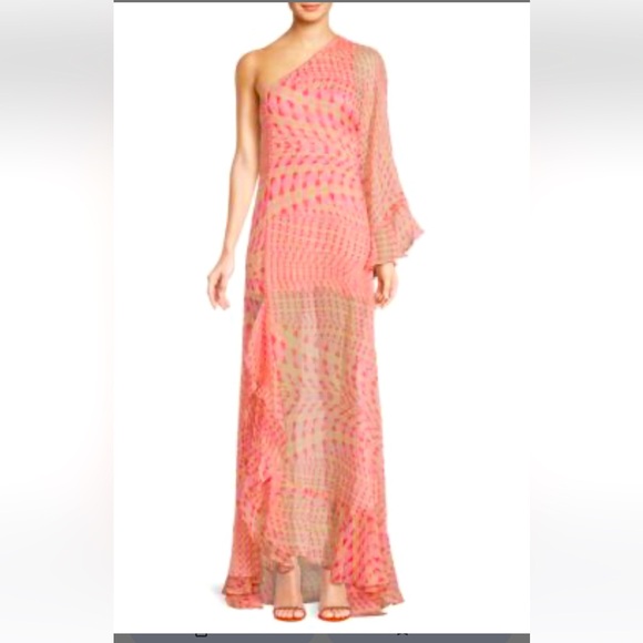 New Misa. Gaia One-shoulder Maxi Dress in Chiffon - Picture 2 of 5